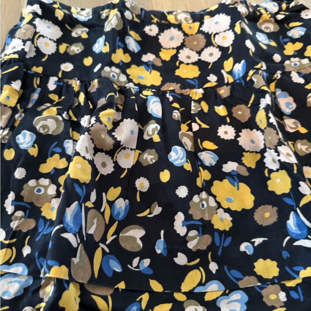 Bonpoint Yellow and White Smocked Bubble Midi Skirt